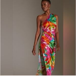 Ronny Kobo Tropical One Shoulder Dress Size Small